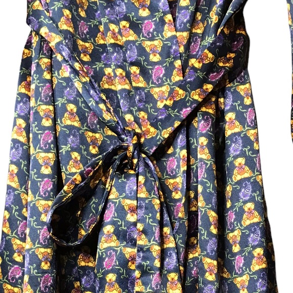 Versailles The Bay Vintage Satin Silky Bathrobe Robe Lingerie Lounge Teddy Bears - Picture 8 of 15